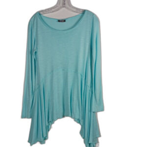 ZOE Pullover Lightweight Flowy Boho Top Aqua Size M